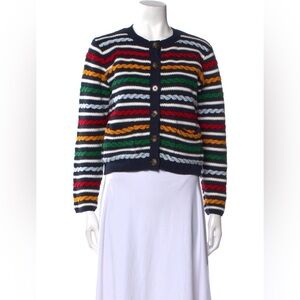 LA LIGNE x Target Women's Textured Striped Cardigan Sweater Navy Color Size XL